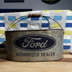 Ford Authorized Galvanized Metal Bucket Vintage